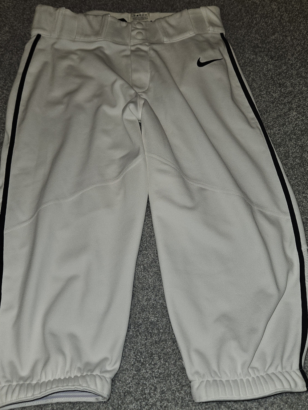 MENS White Baseball Pants with Black Stripe